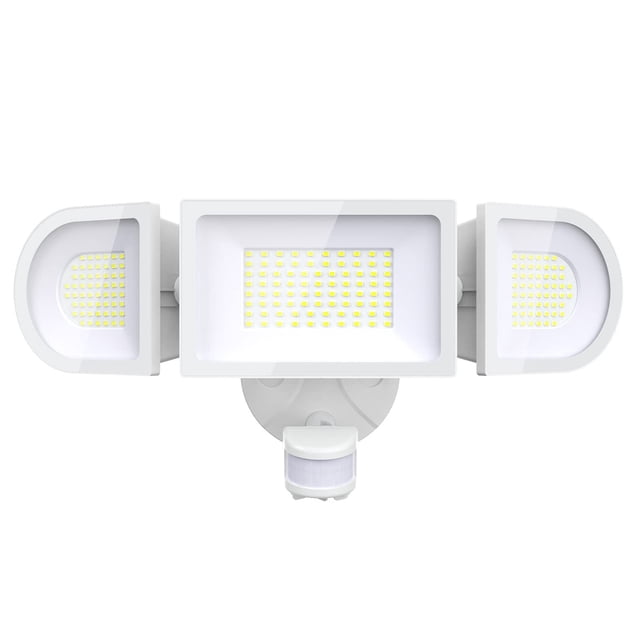 iMaihom 100W Motion Sensor LED Security Light, 9000LM Super Bright Flood Lights Outdoor, 6500K Exterior Floodlight, IP65 Waterproof, 3 Head Adjustable Motion Detector Light for Yard Garage (White)