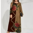 thumbnail image 1 of LSLJS Plus Size Women Décontracté Ample Imprimé Long-sleeve Col Rond Dress, 1 of 4