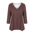 thumbnail image 3 of Womens Cute Babydoll Tunic Tops Trendy 3/4 Sleeve V Neck Shirts Casual Pleated Empire Waisted Hide Belly Fat Blouses, 3 of 5