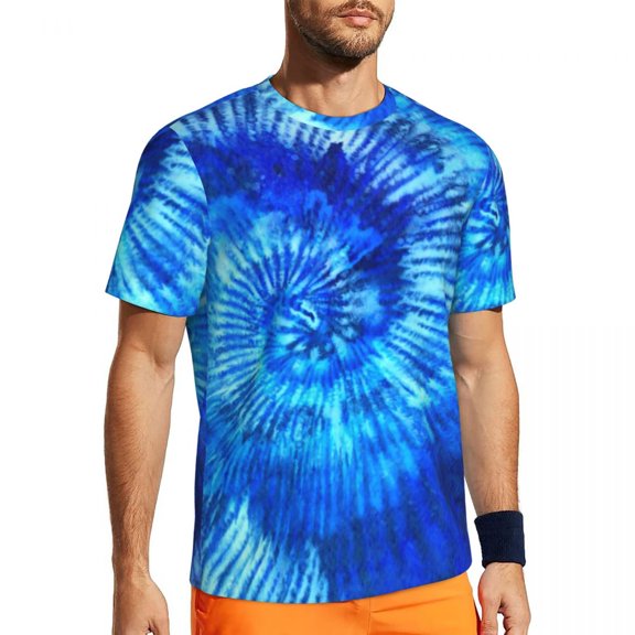 T Shirt For Men Sportswear T-Shirt For Men Hippie Tie Dye T-Shirts Hip Hop Blue Modern Art Beach Tee