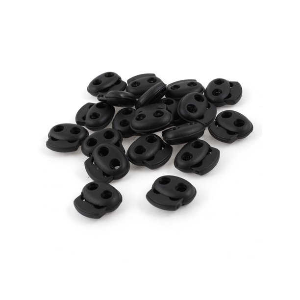 20 Pcs 3.6mm Dia 2 Hole Spring Loaded Plastic Cord Locks Clips Spring