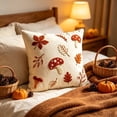 thumbnail image 6 of Linen Embroidery Throw Pillow Cover Red Spotted Leaf Decorative Cushion Case Fall Pillowcase for Sofa Couch 18x18 by OVFUIZ, 6 of 6