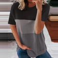 thumbnail image 2 of Gibobby Playera Corte clásico para Mujer Camiseta fina cuello redondo con costuras manga corta a la moda informal para mujer(Gris,G), 2 of 3
