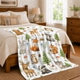 thumbnail image 6 of Cute Forest Animals With Pine Trees Flannel Blanket, Watercolor Woodland Home Decor For Bedroom, Nursery And Playroom, Cozy Birthday Gift For Kids And Animal Lovers, 6 of 7