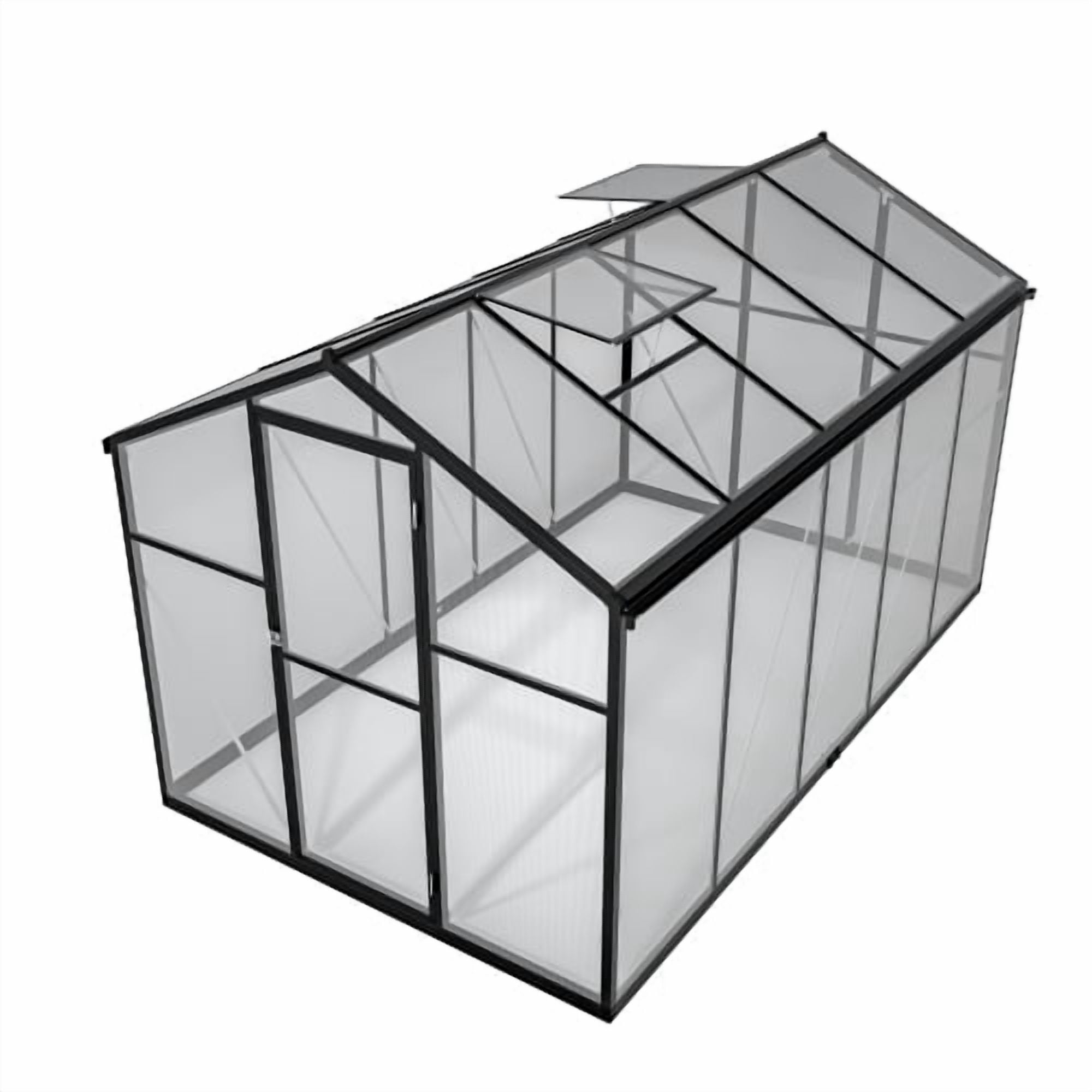 Thanaddo 6'x8' Polycarbonate Walk-in Greenhouse, Heavy Duty Aluminum Frame with Roof Vent, UV-Resistant for Outdoor Garden, Black