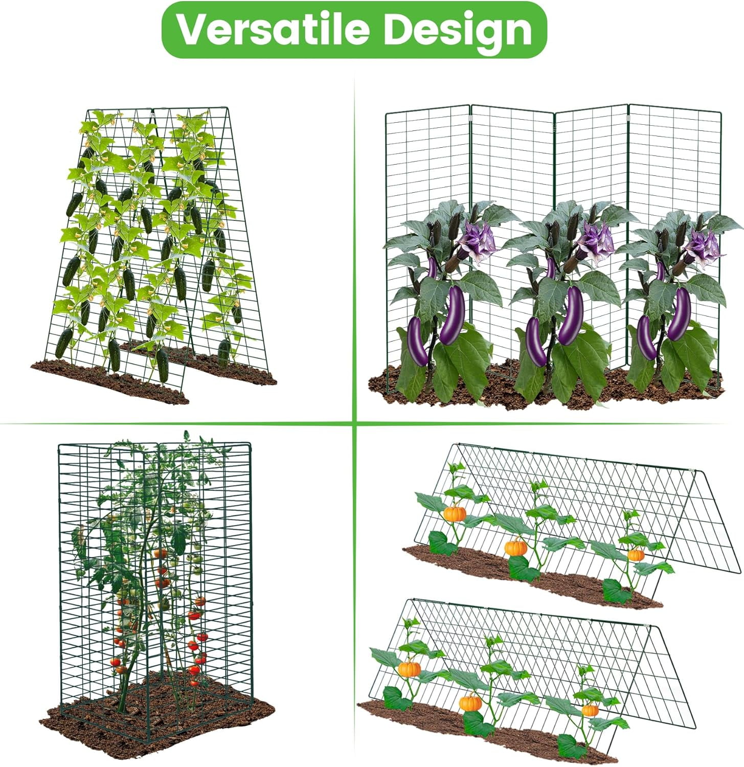 Foldable Cucumber Trellis - 3 Pack, 48" L x 34" W A-Frame Trellis, Climbing Plants Support Raised Bed Trellis, with Twist Ties & Plant Bags for Outdoor Yards Gardens