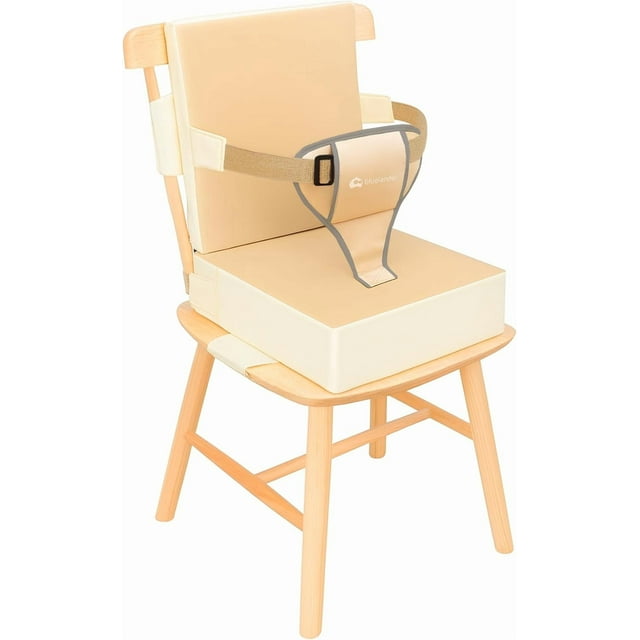 Asiento Elevador para Niños, Bluelander, Cojín para Silla, Antideslizante y Portátil con Correa de Seguridad, Crema