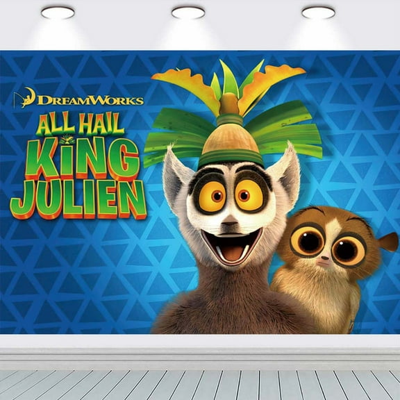 All Hail King Julien Backdrop Banner Party Supplies Poster Movie Theme Background for Photography Birthday Decorations