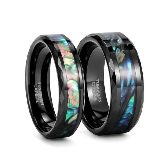 GY Shell pattern Black Gold Plated Ring 8mm Tungsten Carbide Ring for Men Wedding Band Man Ring