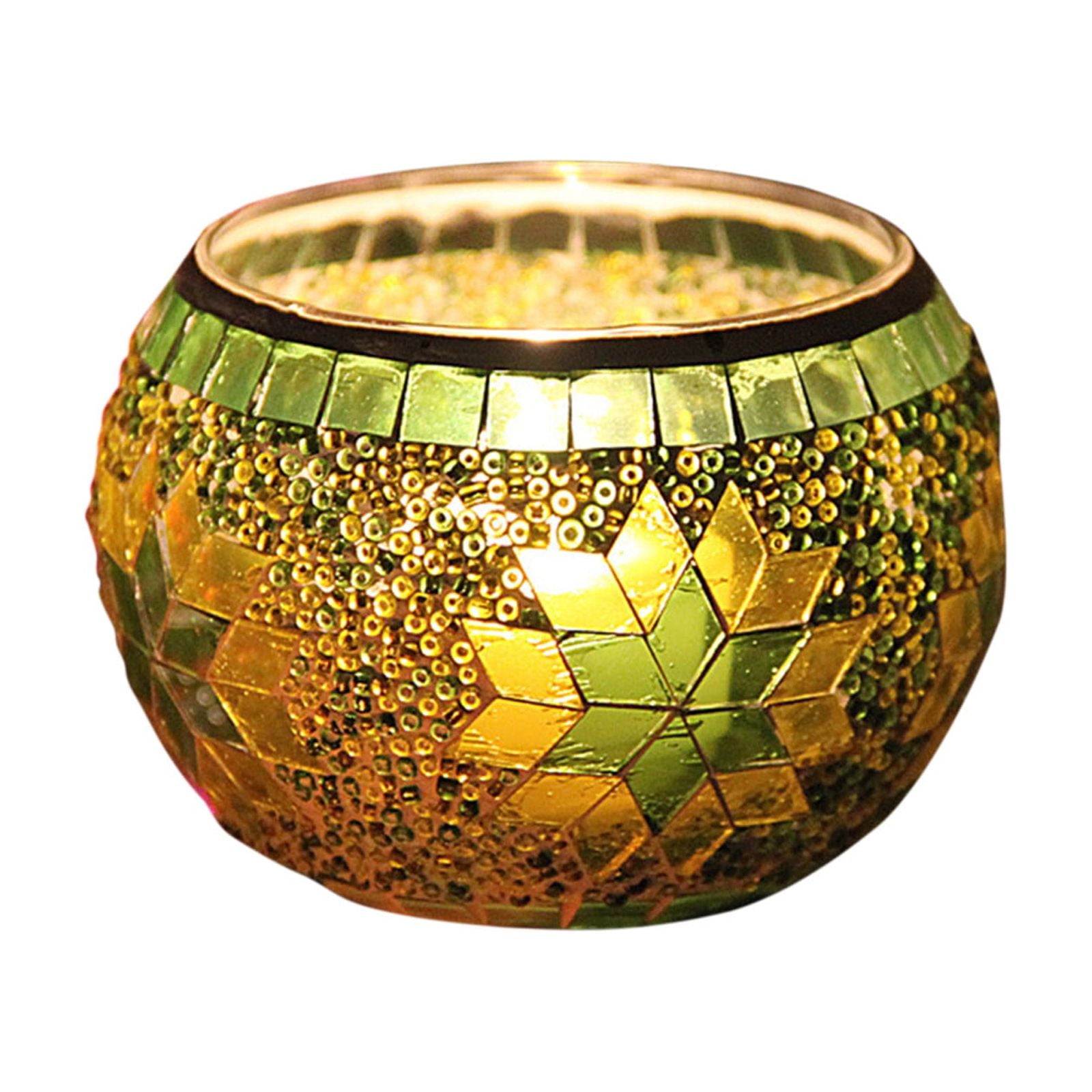 Luxcidy Mosaic Glass Tea Light Holders Romantic Stained Votive  display picture 1