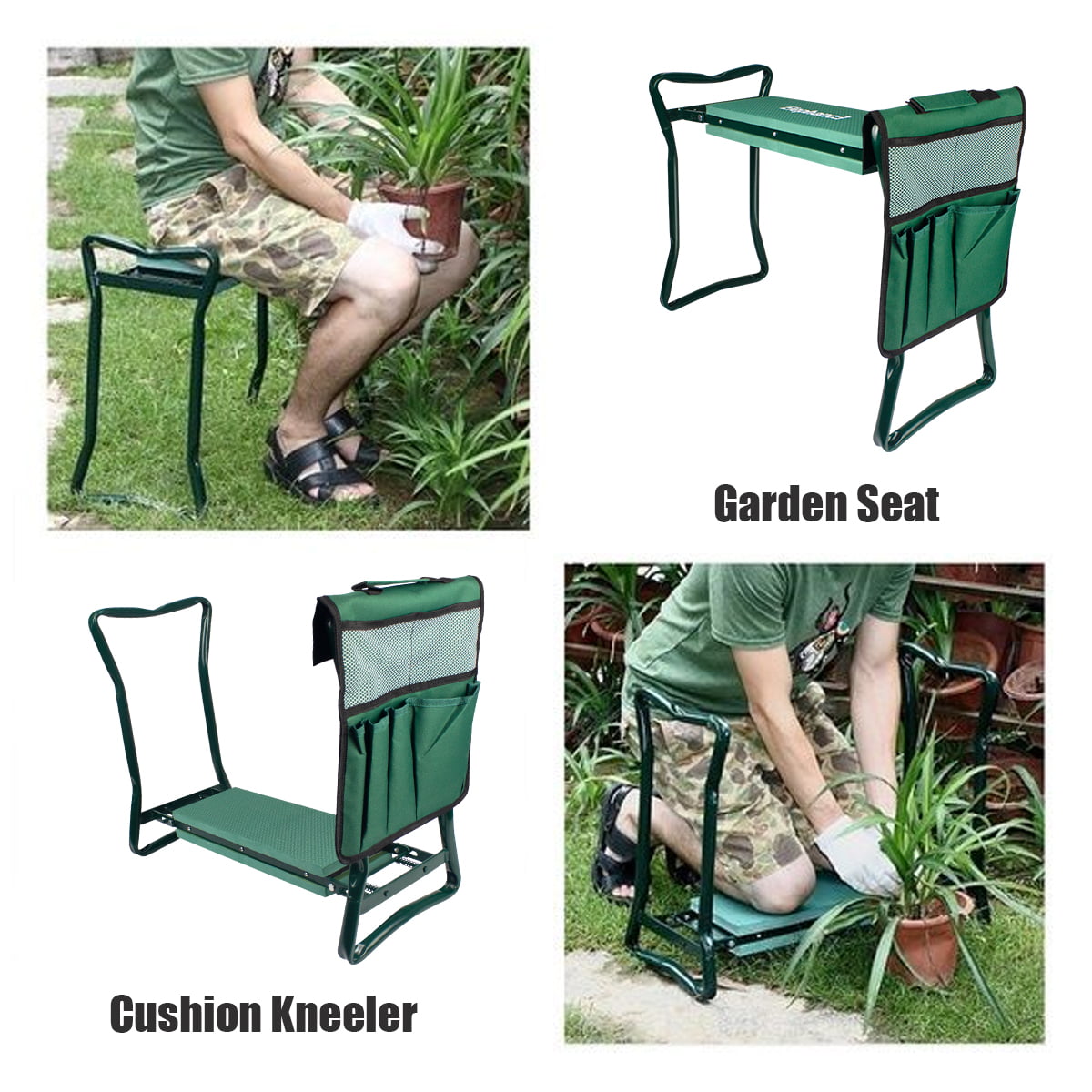 2PCS Portable Kneeling Garden Kneelers Seat Buckle Tool Belt Waist Bags Outdoor 