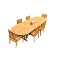 thumbnail image 5 of Grade-A Teak Dining Set: 6 Seater 7 Pc: 118" Mas Oval Trestle Leg Table And 6 Goa Stackng Arm Chairs Outdoor Patio WholesaleTeak #51GO1707, 5 of 6