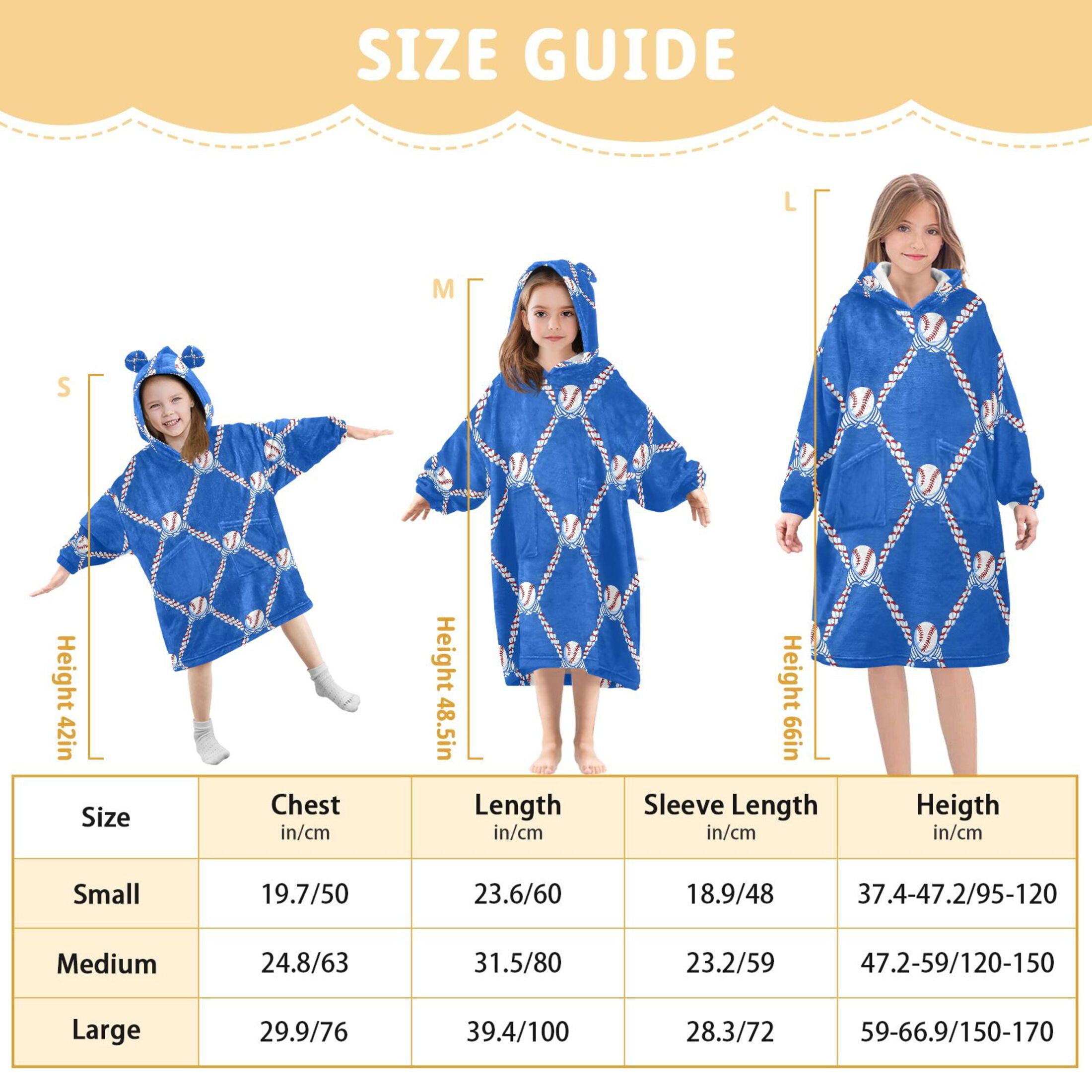 joogoo Blanket Hoodie for Baseball Oversize Sweatshirt 3-14 YR L