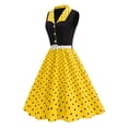 thumbnail image 5 of Gamivast Midi Dresses for Women 1950S Retro Polka Dot Vintage Dress Sleeveless Cocktail Prom Swing Lapel Collar Dresses with Blet Wedding Guest Wear, 5 of 6