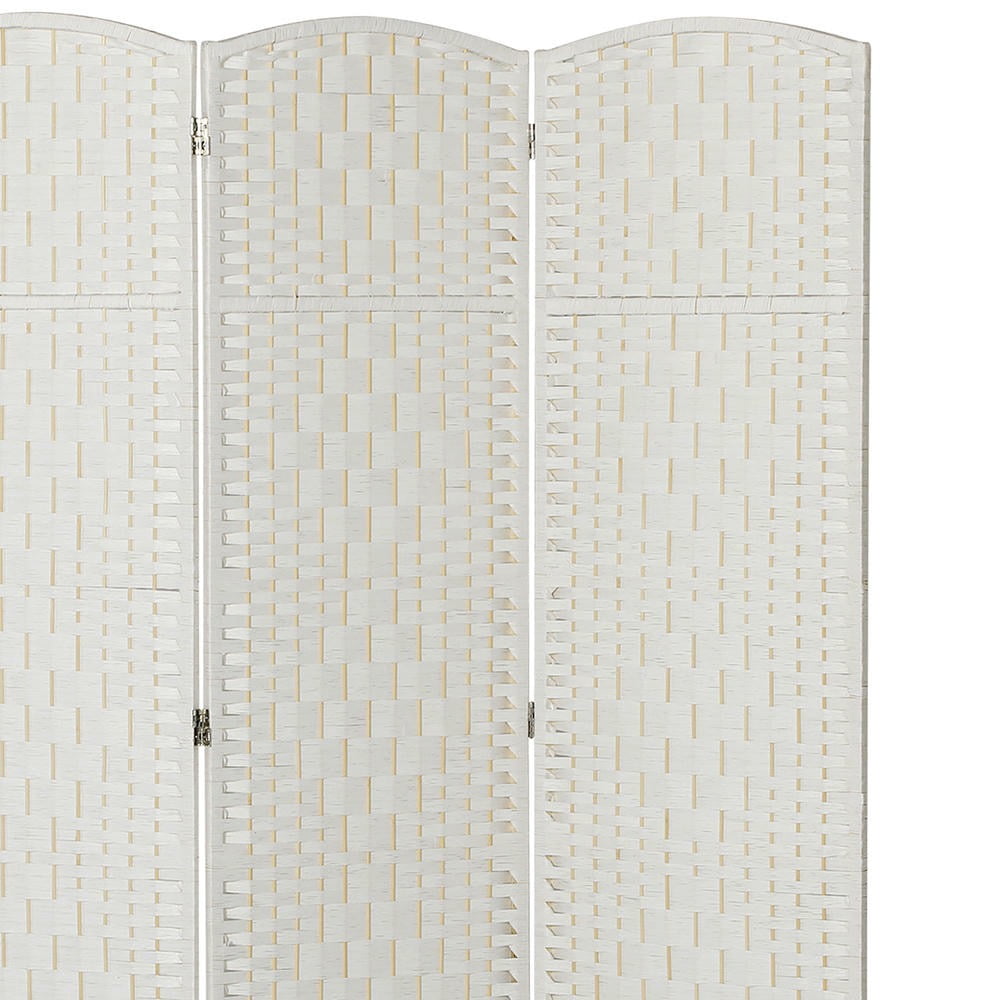 GVN Privacy Panels Decorative Privacy Fence,6' Tall Wicker Weave 3 Panel Room Divider Wall Divider, Natural Wood