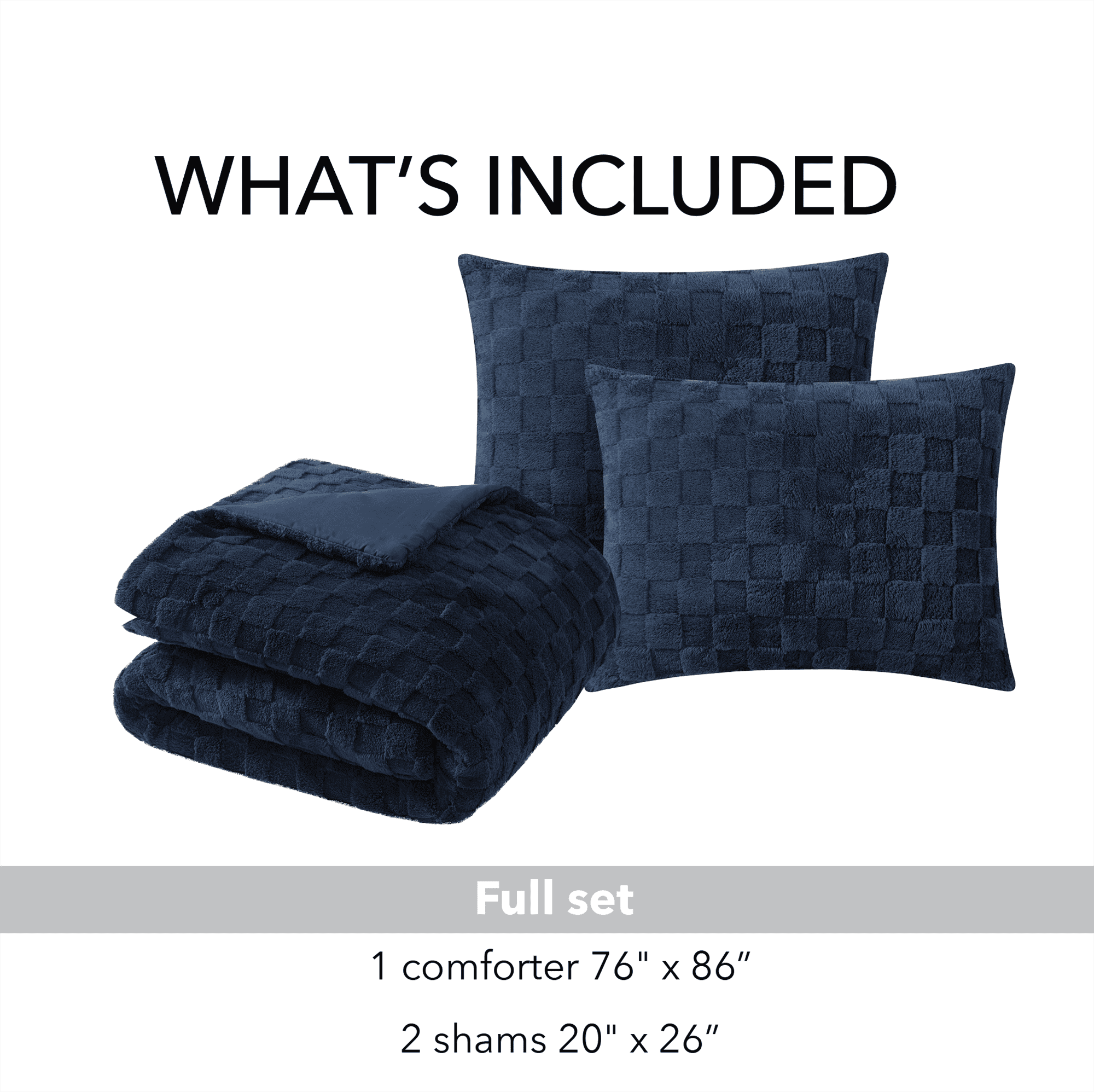 Your Zone 3-Piece Navy Embossed Checkerboard Comforter Set Twin/Full, Unisex, Kids