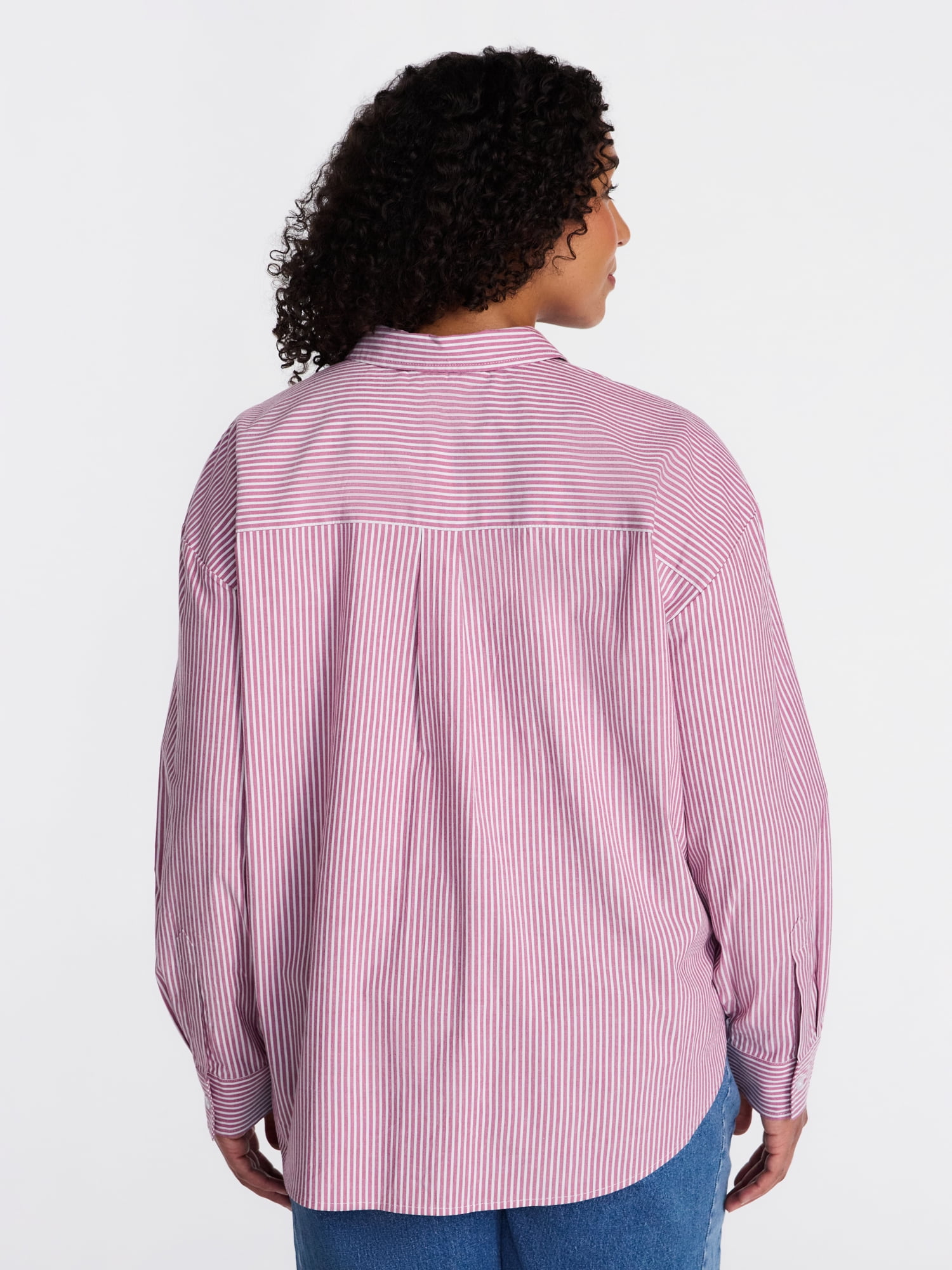 Terra & Sky Women's Plus Poplin Boyfriend Shirt, Sizes 0X-5X
