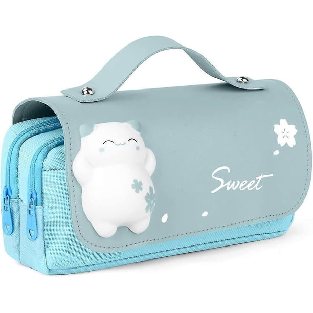 Large Pencil Case, Large Capacity Pencil Pen Case Multi Compartment Office Stationery Cosmetic Bag Pressure Release Pencil Case