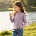 thumbnail image 5 of Spazoro Girls Mock Neck Pullover Top, Mock Neck Long Sleeve Soft Solid Color 100% Cotton Loose Fit Basic Layering Shirts for Daily Wear Purple Size 5-6, 5 of 9