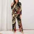 thumbnail image 2 of Fotbe Gothic Eastern Floral Skull Conjunto de Pijama de Manga Larga para Mujer con Estampado, Ropa de Dormir de 2 Piezas, Conjunto de Casa Suave y Cómodo con Bolsillos-Medium, 2 of 7