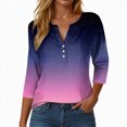 thumbnail image 2 of Towmus 3/4 Length Sleeve V Neck Womens Blouses Graphic Crew Neck T-Shirts Womens Shirts Under $6, 2 of 5