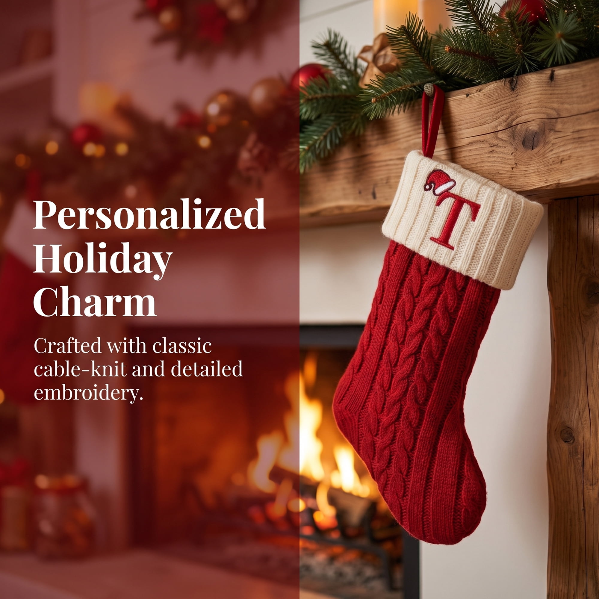 Unique Bargains Cartoon Christmas Luxury Grand Hearth Accent Stocking Letter T 8"