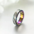 thumbnail image 5 of 6MM Rose Gold/Rainbow Frosted Spinner Band Women's Titanium Steel Ring Size 5-10, 5 of 9