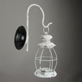 thumbnail image 3 of Zeckos Candelabro de vela colgante de farol de ferrocarril montado en la pared de metal envejecido rústico, blanco Zeckos E19158-WT, 3 of 4