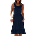 thumbnail image 1 of AherBiu Robes d'Été pour Femmes 2024 Décontractées Sans Manches Ligne A Midi Col Rond Fluide Longueur Genou, 1 of 5