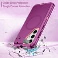 thumbnail image 4 of I-HONVA For Samsung Galaxy S25/S24 Case Compatible with MagSafe,3-Layer Military Grade Drop Protection Anti-Slip Rugged Shockproof Dustproof Protection 6.2 inch Phone Case,Purple Pink, 4 of 7