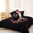thumbnail image 4 of Castle Fairy Abstract Halloween Skull Queen Comforter Set 3 Pieces,Watercolor American Flag Comforter Sets Queen,Red Blues,1 Comforter and 2 Pillowcases,Black Reversible, 4 of 6