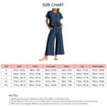 thumbnail image 4 of Conjunto de pantalón ancho y camiseta de manga corta azul marino para mujer: estilo veraniego con volantes elegantes, 4 of 4