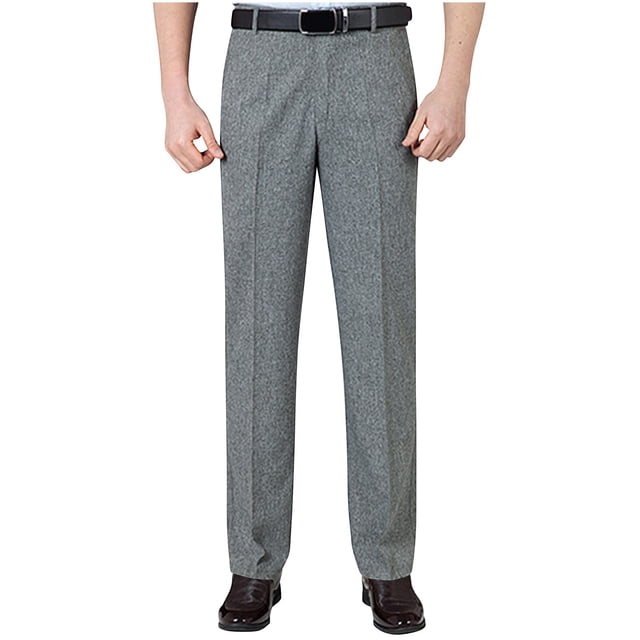 Pants for Men Men's Spring Summer and Linen Casual High-Waisted Straight Leg Loose Business Pants
