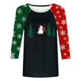 thumbnail image 5 of asdoklhq Women's Sweaters Women's 3/4 Sleeve Crew Neck Pullover Christmas Print Top Black L, 5 of 5