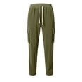 thumbnail image 6 of PNTUTB Men's Cargo Pants Soild Color Drawstring Outdoor Work Pants Casual Loose Comfort Pant with Multi Pocket Daily Hiking Sporty Trendy Pants, 6 of 7
