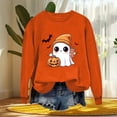 thumbnail image 4 of nerohusy Halloween Sweatshirt for Women Cute Spooky Season Sweatshirts Graphic Pumpkin Ghost Bats Sweater Plus Size Outfit 2025 Orange,L, 4 of 5