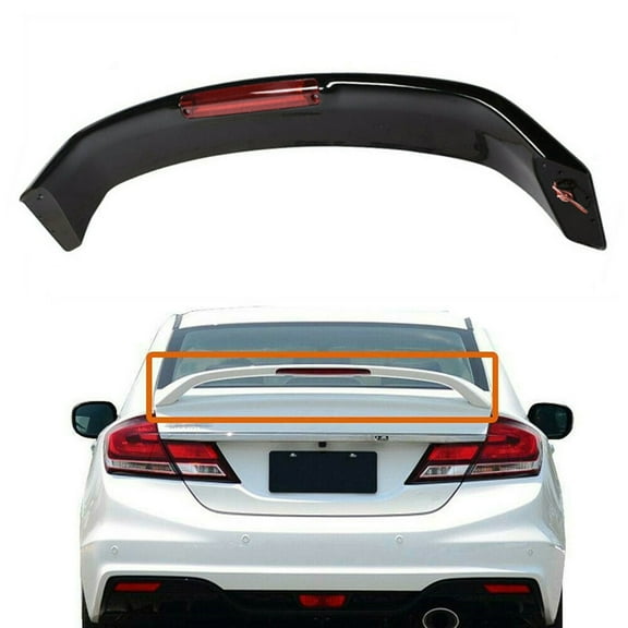 Fit for 2013 2014 2015 Honda Civic 4-Door Sedan Trunk Spoiler Wing with LED Brake Light Lamp Glossy Black