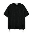 thumbnail image 1 of pstuiky camiseta de hombre, Camiseta informal de cuello redondo para hombre, blusa de manga corta, color liso, rasgada camisas casuales para hombre xl, 1 of 6