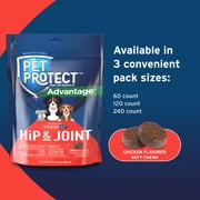 Pet Protect Dog Hip & Joint Supplement, Vet-Formulated Synovi G3, Chicken, 240 Soft Chews
