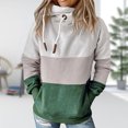thumbnail image 2 of Mujeres Sexy Color Bump Stripe Costura Color Bolsillo Otoño Invierno Crop Workout Manga larga Cruz Cuello alto Sudaderas con capucha Sudadera Casual Blusa Tops Fridja  fksj4185, 2 of 3