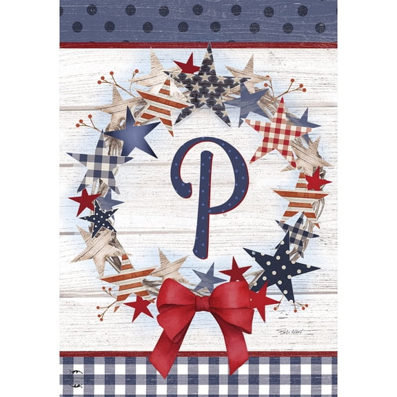 Briarwood Lane Everyday Garden Flag 12x18 For Outdoor American Wreath Monogram P Garden Flag Flags For Outside