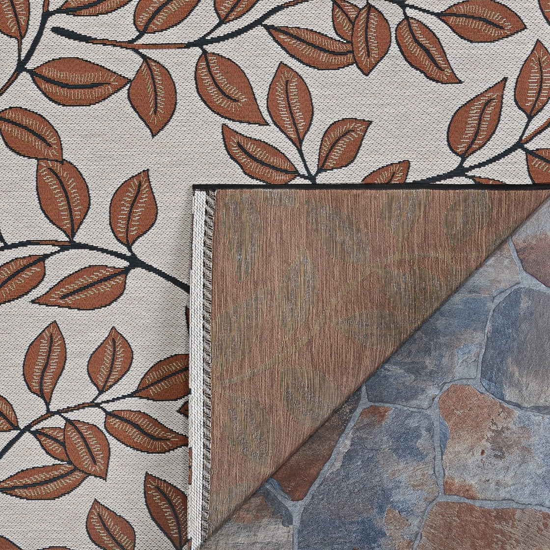 Couristan Dolce Summer Ivy Indoor/Outdoor Area Rug, Ivory-Terracotta, 2'3" x 7'10" Runner