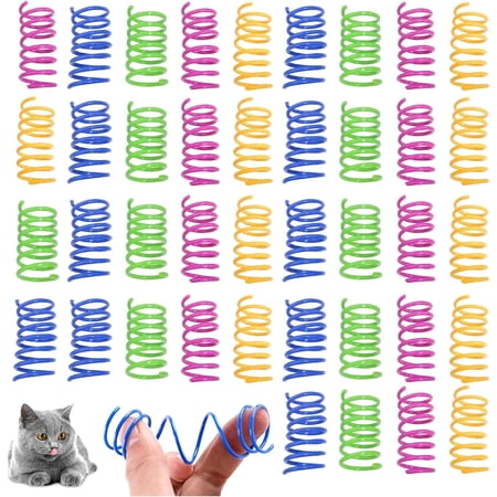 Hautllaif 40 Piece Cat Spring Interactive Toy - Colorful Plastic Coil Playtime Set for Kittens to Kill Time and Keep Fit - Creative Novelty Gift