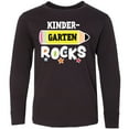 thumbnail image 3 of Inktastic Kindergarten Rocks with Pencil and Stars Long Sleeve Youth T-Shirt, 3 of 5
