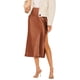 thumbnail image 2 of Falda para Mujer, de Satén de Seda, Elástica, de Cintura Alta, Estilo Informal, de Guepardo. Marrón M, 2 of 6