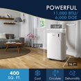thumbnail image 1 of De'Longhi 11000 BTU Portable Air Conditioner, Dehumidifier & Fan + Quiet Mode & Includes Window Kit + Remote Control, 400 sq ft, Medium Room, Pinguino 6000 (DOE), White, 1 of 5