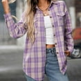 thumbnail image 4 of Atogsazn Women's Plaid Flannel Shirts Casual Long Sleeve Button Down Shrit Spring Fall Outfit Fashion Purple XXL, 4 of 8