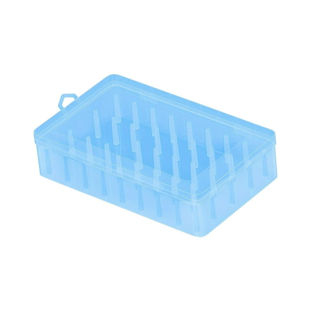 42-Spool Thread and Needle Organizer Box in Light Blue, Multi-Use Plastic Storage Case for Home Sewing, Transparent Desktop Container for Sewing Accessories Buttons and Threads