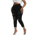thumbnail image 4 of Gocolloa Womens Plus Size Capri Jeans Stretchy High Waisted Skinny Denim Capris Pants Black 18W, 4 of 5
