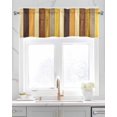 thumbnail image 2 of Farmhouse Yellow Brown Kitchen Valances for Windows Farmhouse Linen Window Valance Curtain for Living Room Window Treatment Retro Vintage Wood Valance Rod Pocket Topper Drape, 60 x 18 Inch, 2 of 6